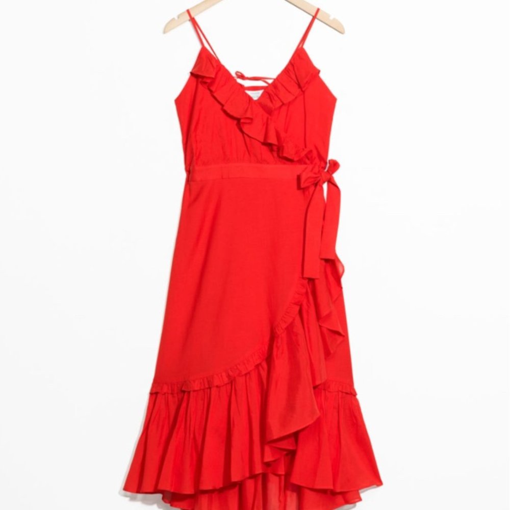 RED & Other Stories Ruffled Wrap Dress